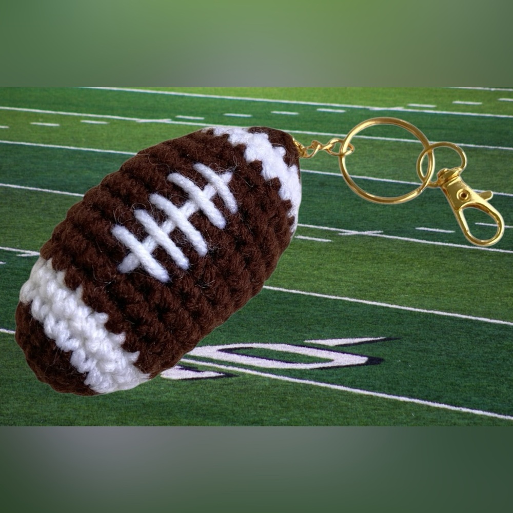 Hand Crafted Football Keychain Bag Charm crochet handmade made to order NWT